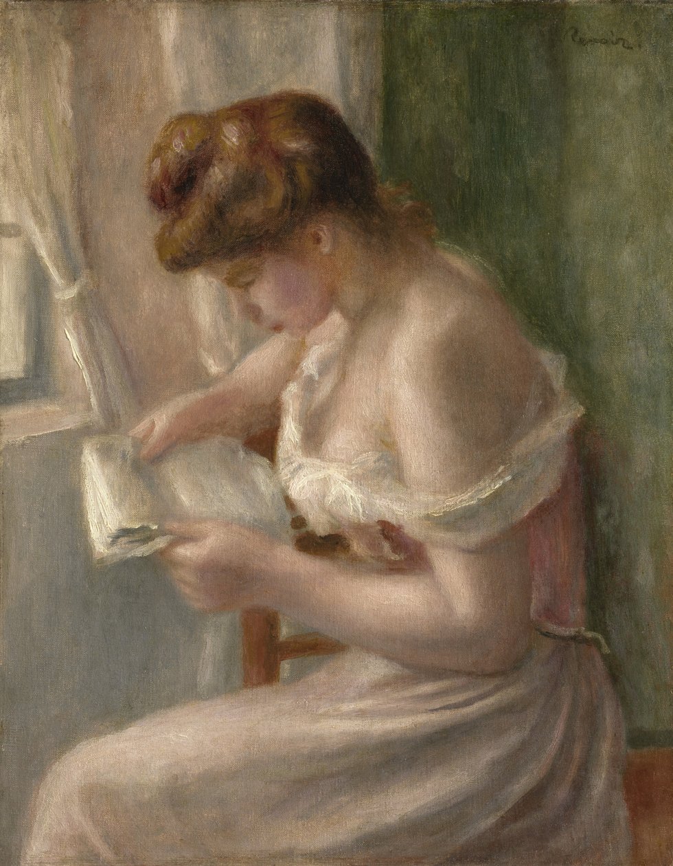 Leitura da mulher, c.1895 de Pierre Auguste Renoir