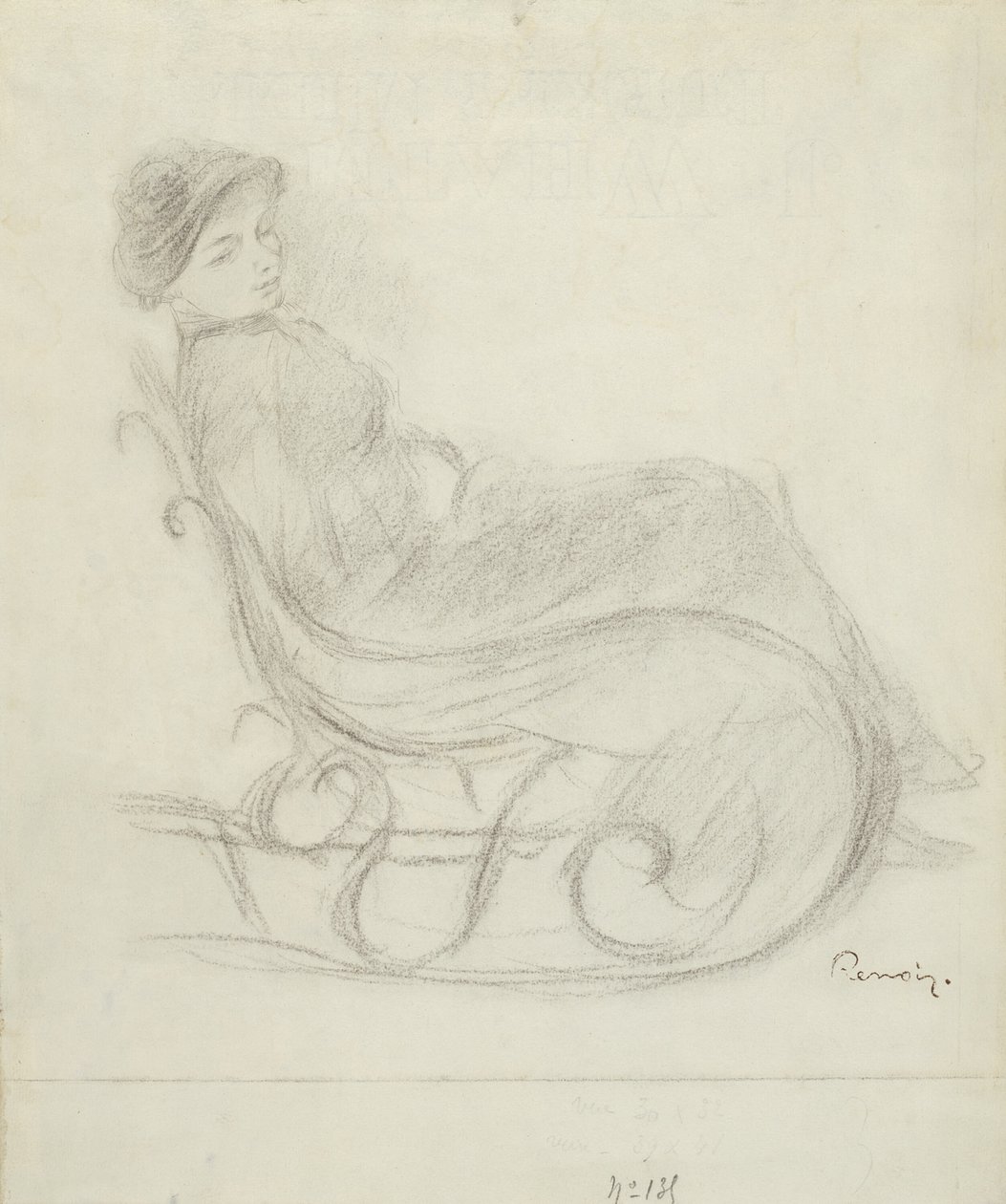 Mulher Sentada em Cadeira (reto); Mulher em uma cadeira, vista de costas (verso) de Pierre Auguste Renoir