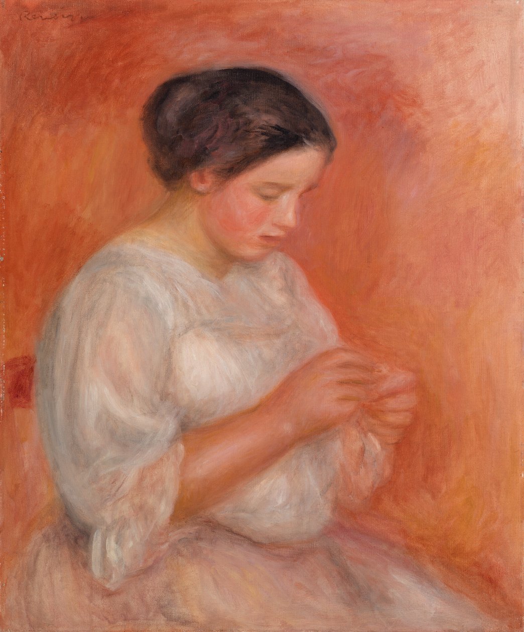 Mulher Costurando de Pierre Auguste Renoir