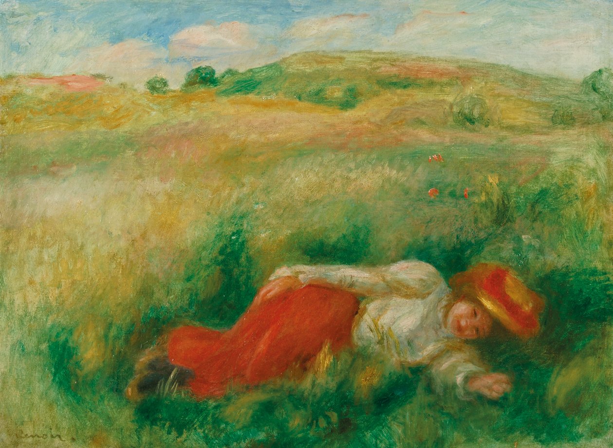 Mulher deitada na grama de Pierre Auguste Renoir