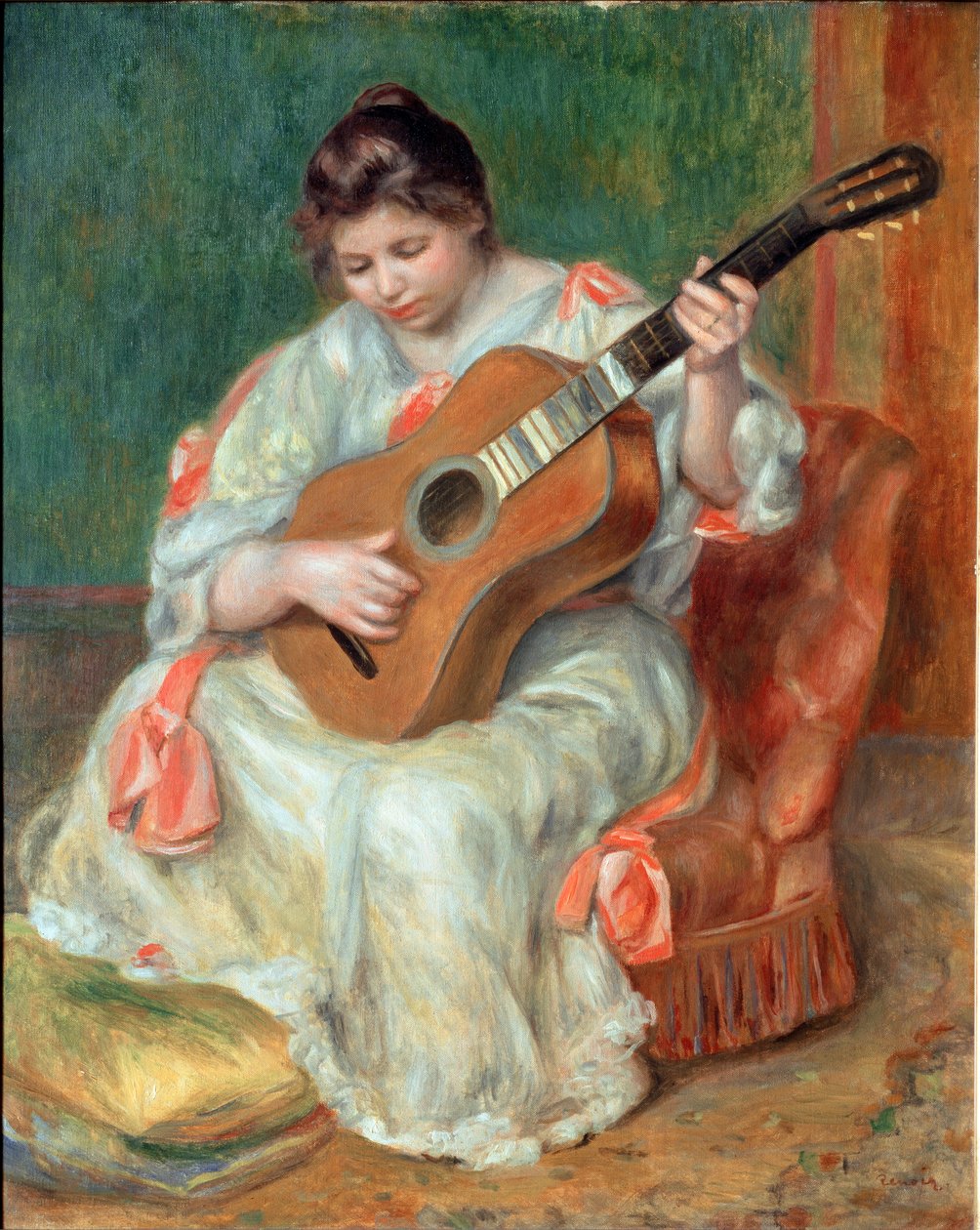 Mulher a tocar guitarra de Pierre Auguste Renoir