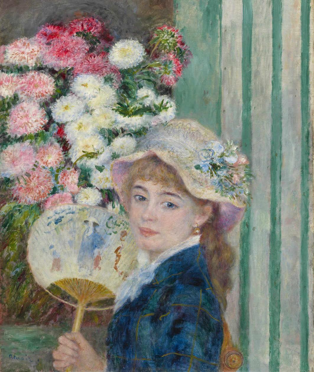 Mulher com ventilador, c.1879 de Pierre Auguste Renoir