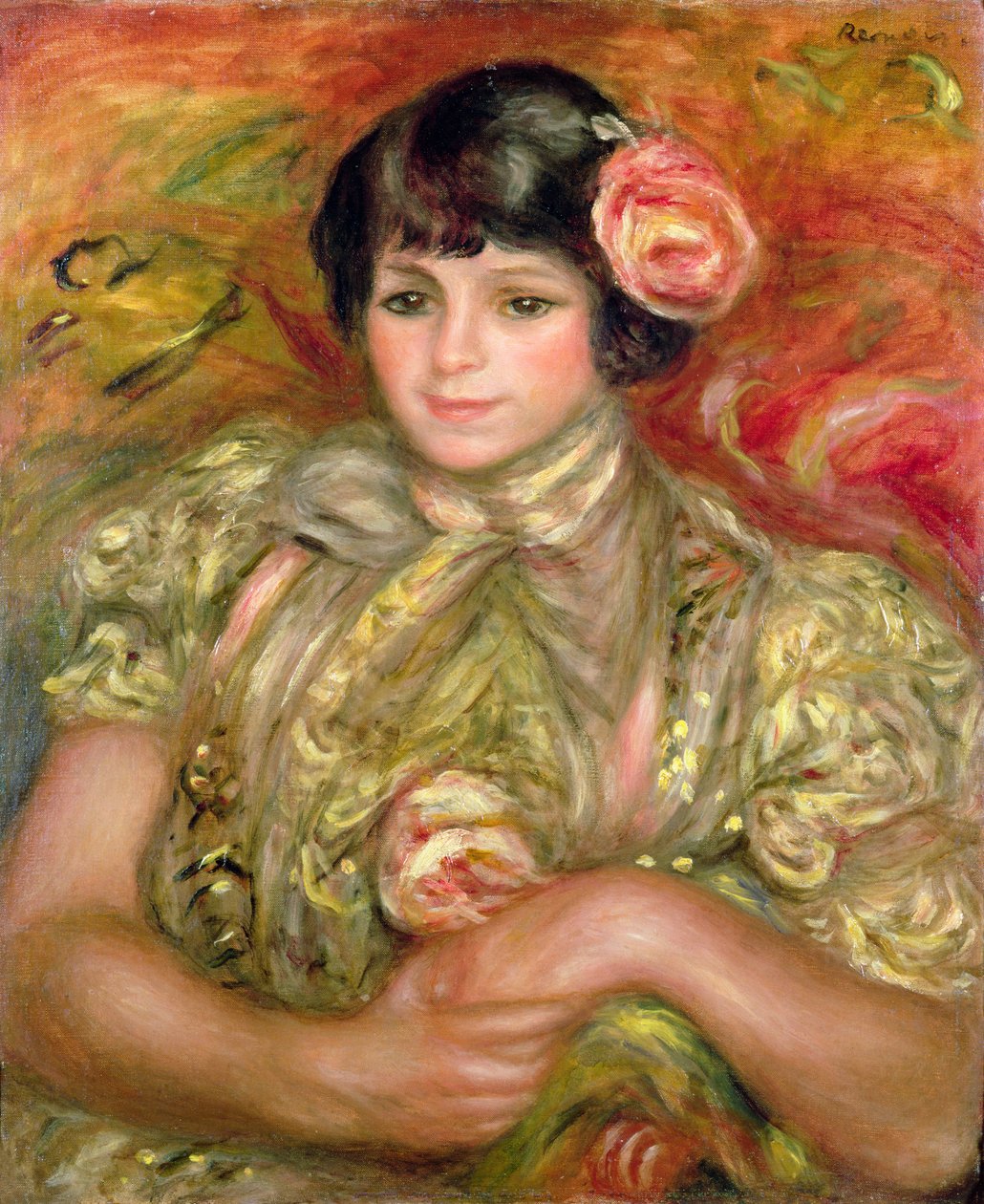 Mulher com uma rosa de Pierre-Auguste Renoir