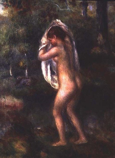 Young Girl Undressing (óleo sobre tela) de Pierre Auguste Renoir
