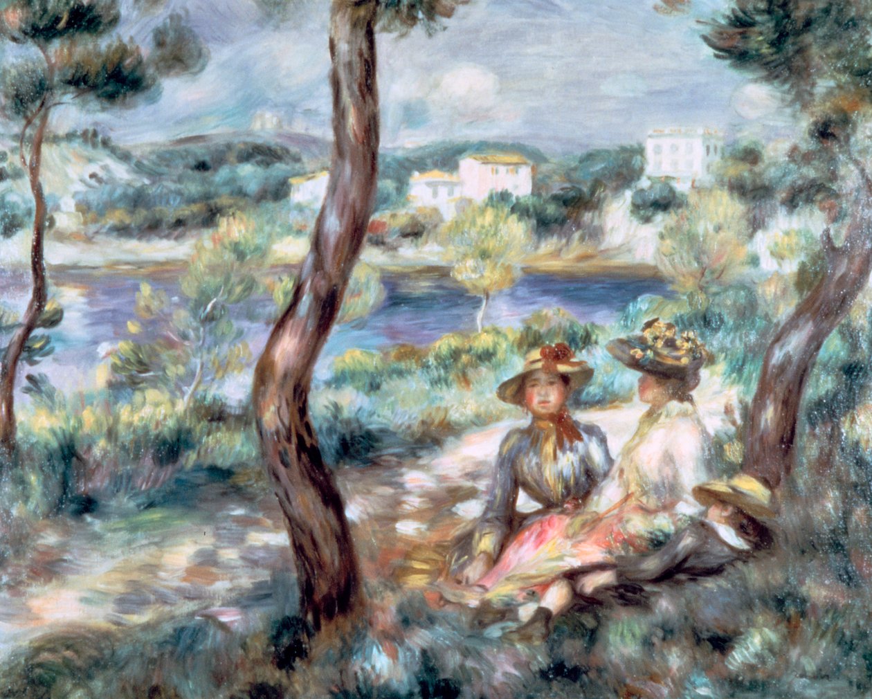 Moça e menino em uma paisagem, 1893. de Pierre Auguste Renoir