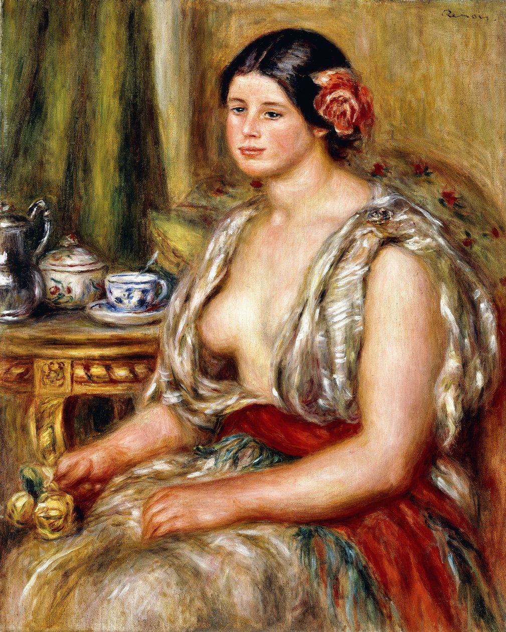 Moça sentada no traje oriental, 1905 de Pierre Auguste Renoir