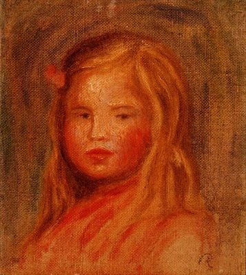 Menina com cabelo comprido (óleo sobre tela) de Pierre Auguste Renoir