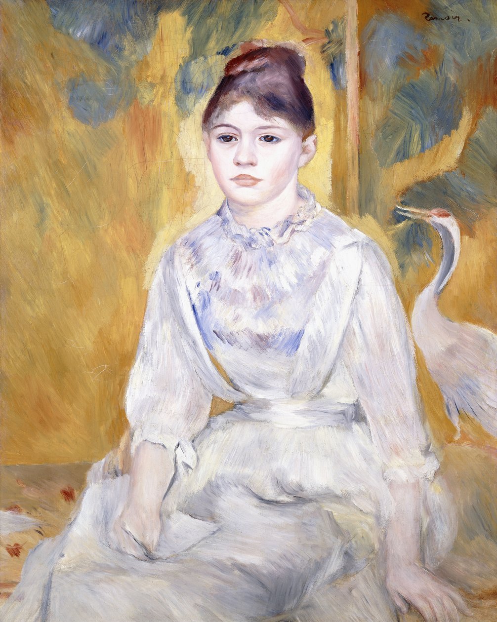 Moça com um cisne, 1886 de Pierre Auguste Renoir