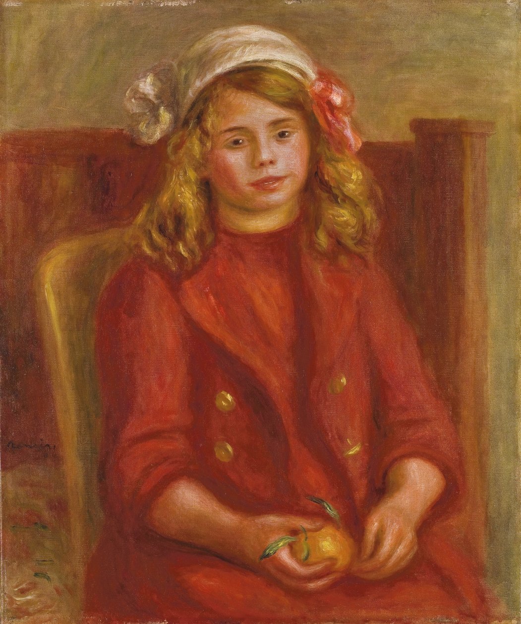 Moça com uma laranja; Fillette al "orange, 1911 de Pierre Auguste Renoir