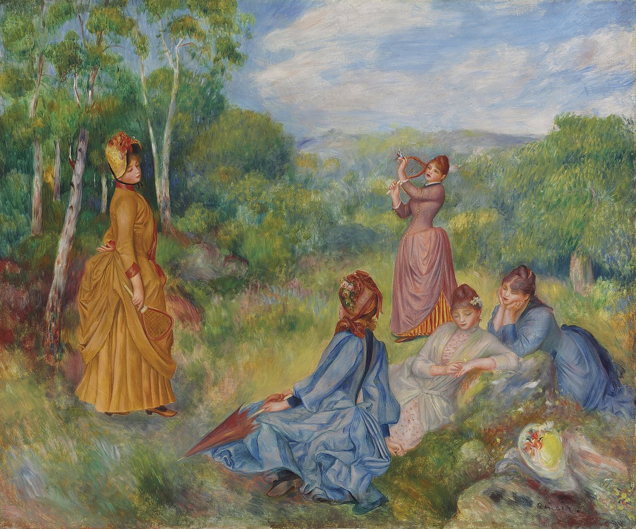 Moças que jogam badminton, ca 1887 de Pierre Auguste Renoir