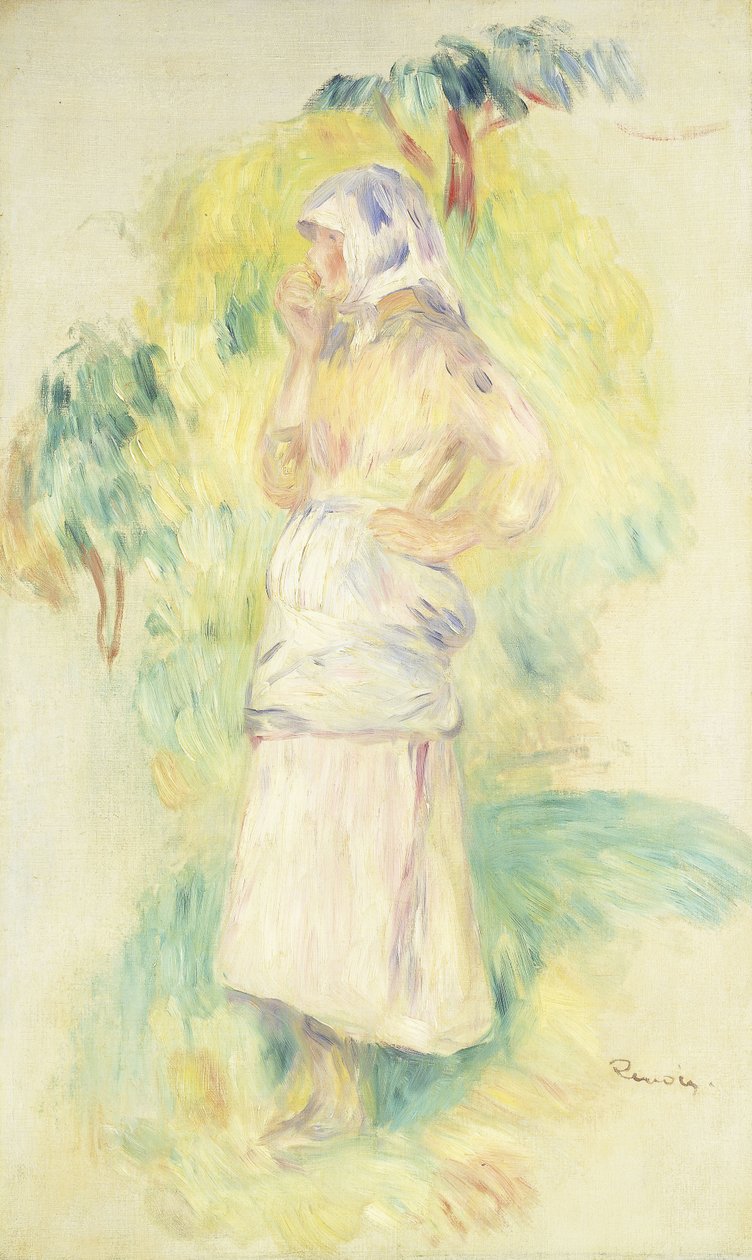 Camponês jovem comendo uma maçã; Jovem camponesa comendo uma maçã, c.1894 de Pierre Auguste Renoir