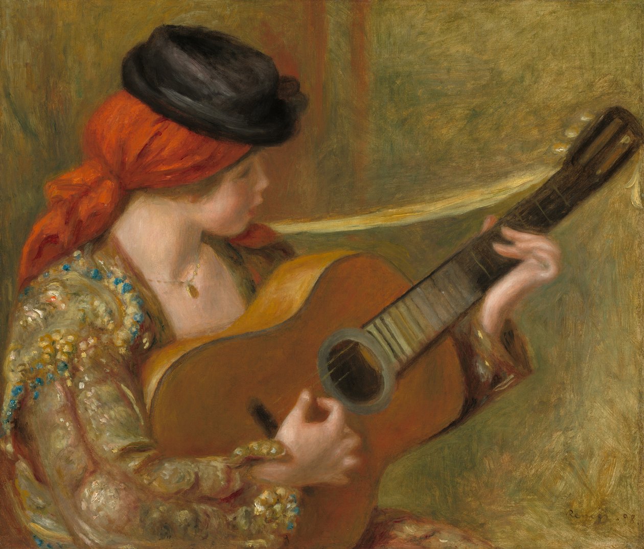 Jovem espanhola com guitarra, 1898. de Pierre Auguste Renoir