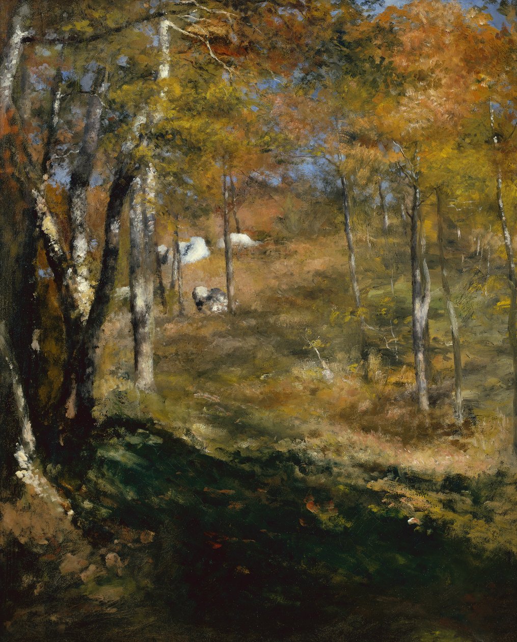 Árvores jovens na floresta de Pierre Auguste Renoir