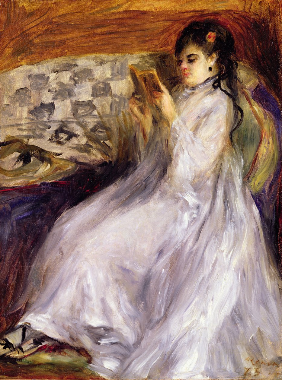 Young Woman Reading, c.1873 (óleo sobre tela) de Pierre Auguste Renoir