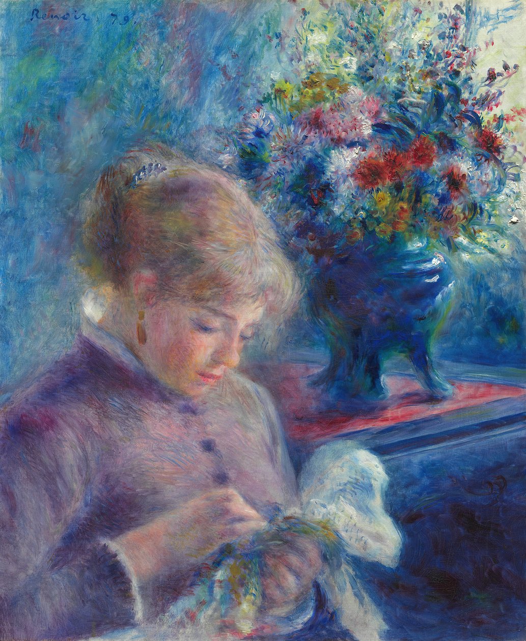 Costura jovem, 1879. de Pierre Auguste Renoir