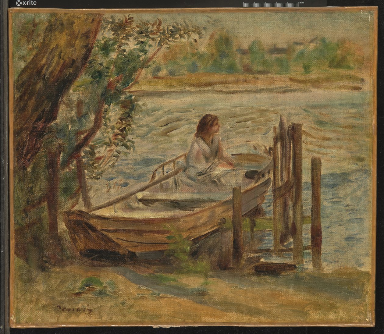 Mulher jovem num barco de Pierre Auguste Renoir