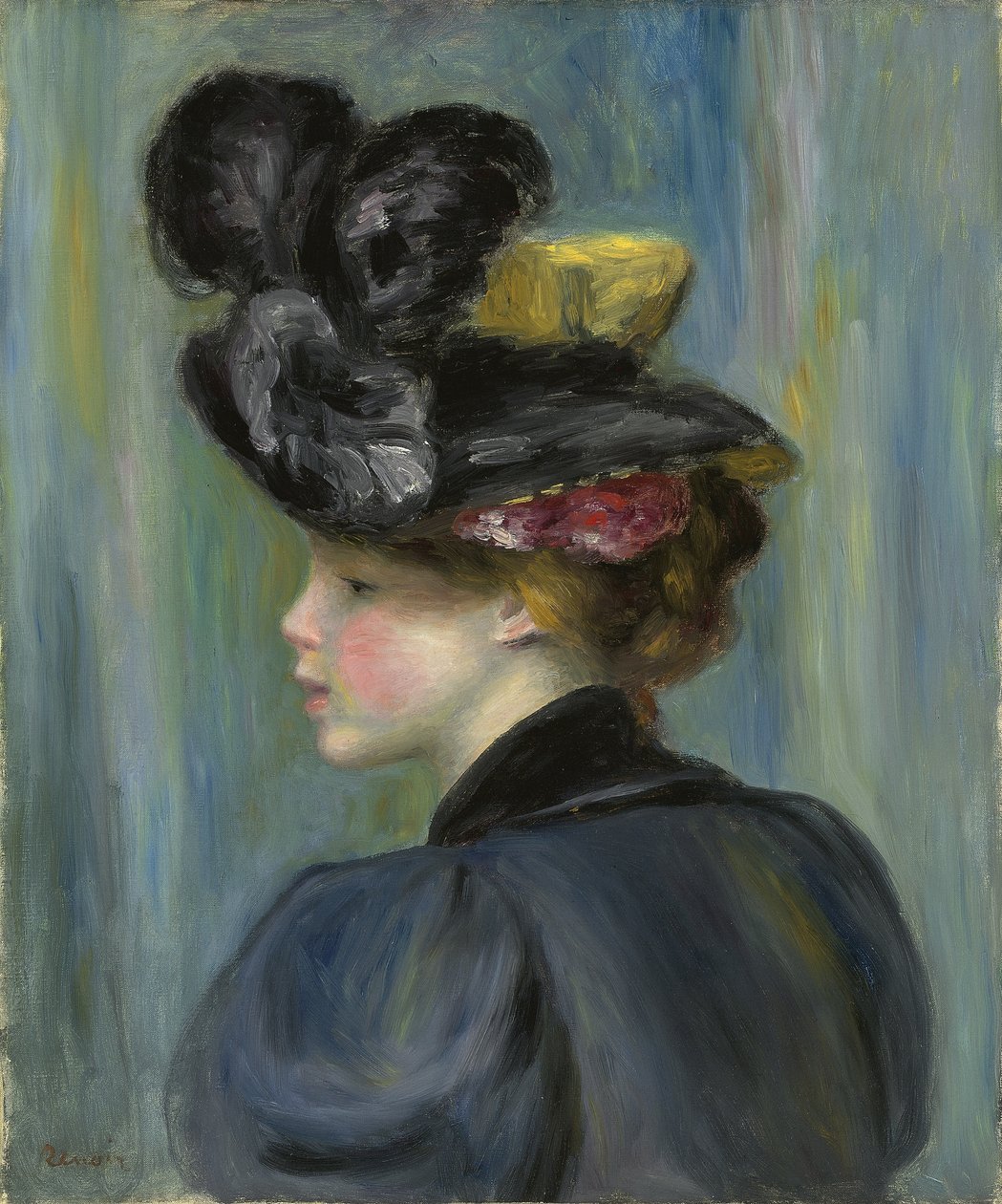 Jovem mulher com chapéu preto; Jovem de chapéu preto, 1895 de Pierre Auguste Renoir
