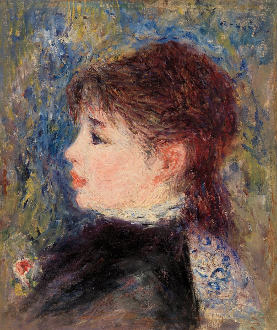 Jovem Mulher com Rosa (Jeune fille Ã la rose) de Pierre Auguste Renoir