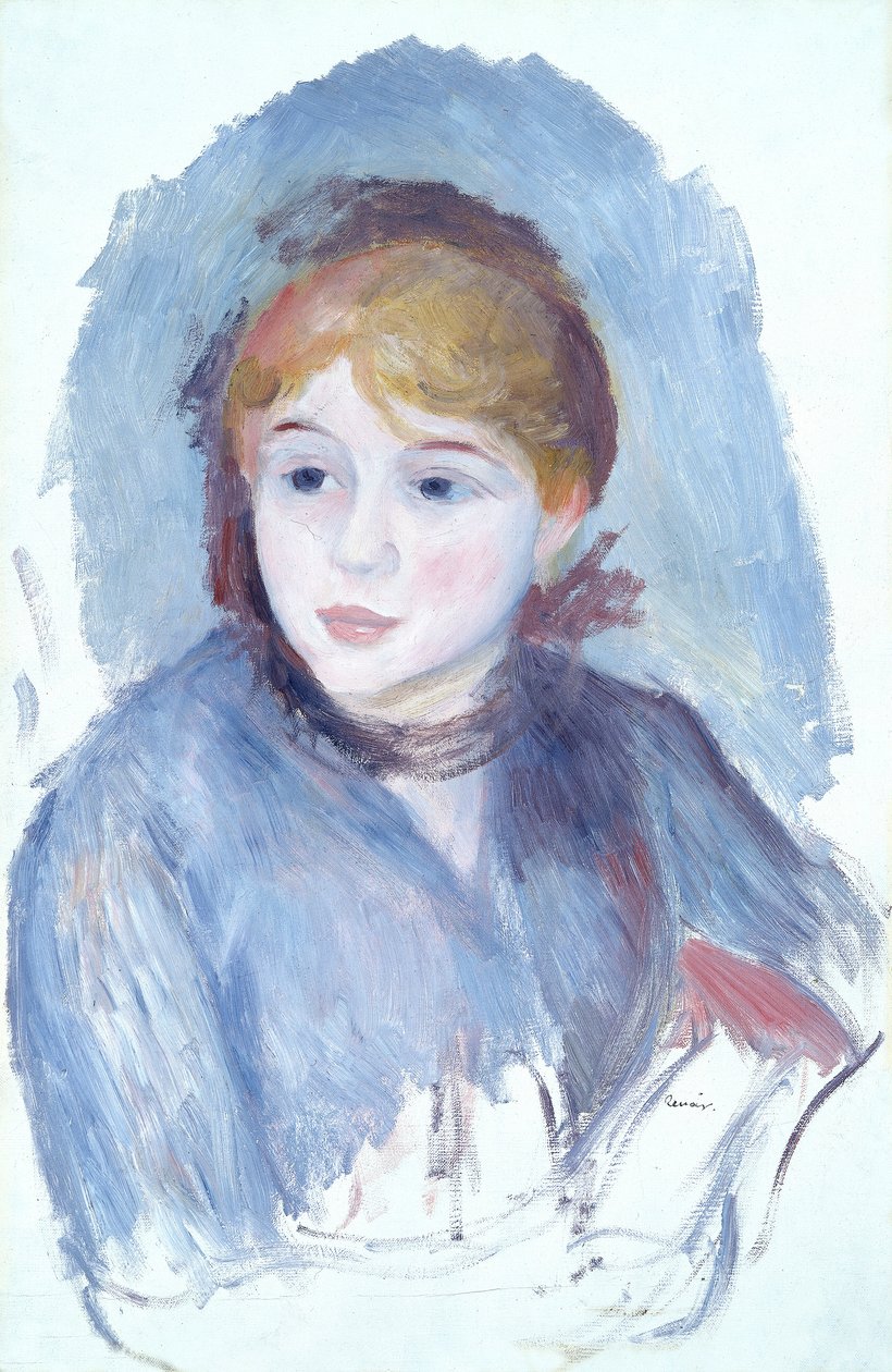 "Jovem menina de azul", c1882 de Pierre Auguste Renoir