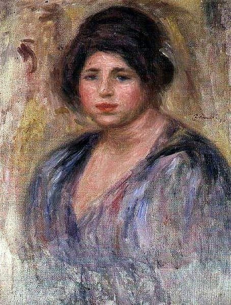 Mulher jovem com um chapéu de pele de Pierre Auguste Renoir