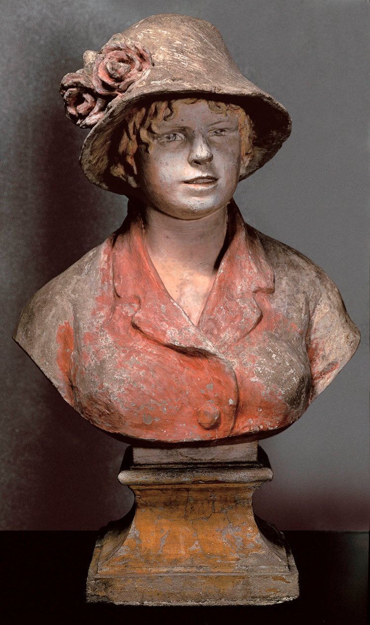escultura de Aline Charigot, Sra. Renoir, c.1900 (gesso policromado) de Pierre Auguste Renoir