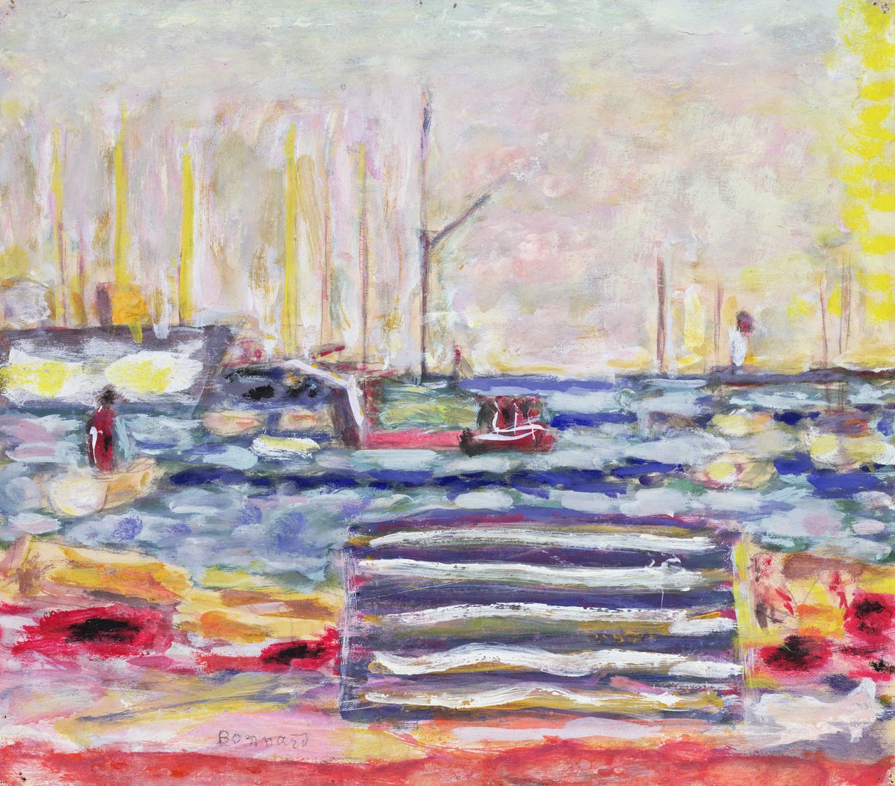 Um porto na Normandia, c.1930 (guache e wc no papel) de Pierre Bonnard