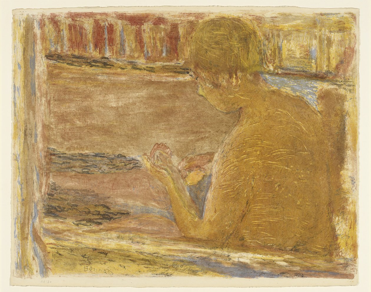Mulher a tomar banho, sem data (litografia) de Pierre Bonnard