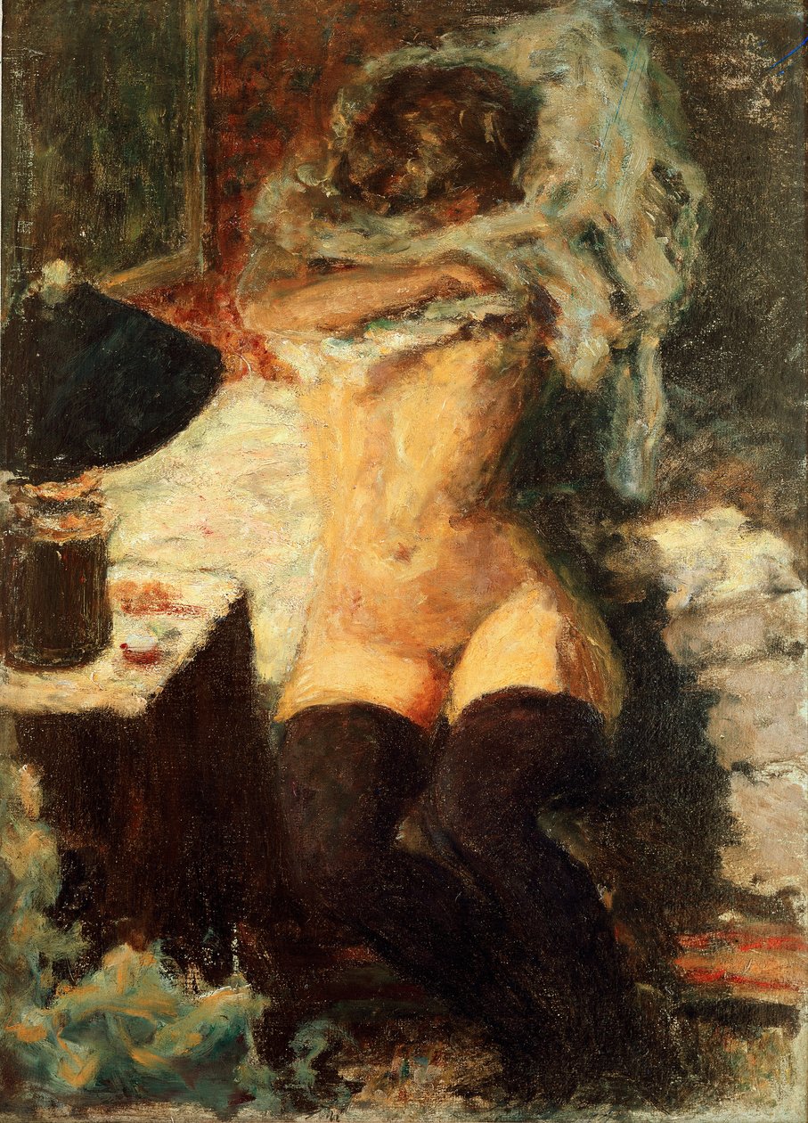 Meias pretas Mulher a despir-se. Pintura de Pierre Bonnard (1867-1947) 1908 sobre Dim. 58x43 cm Inglaterra, coleção The Earl of Rosslyn de Pierre Bonnard
