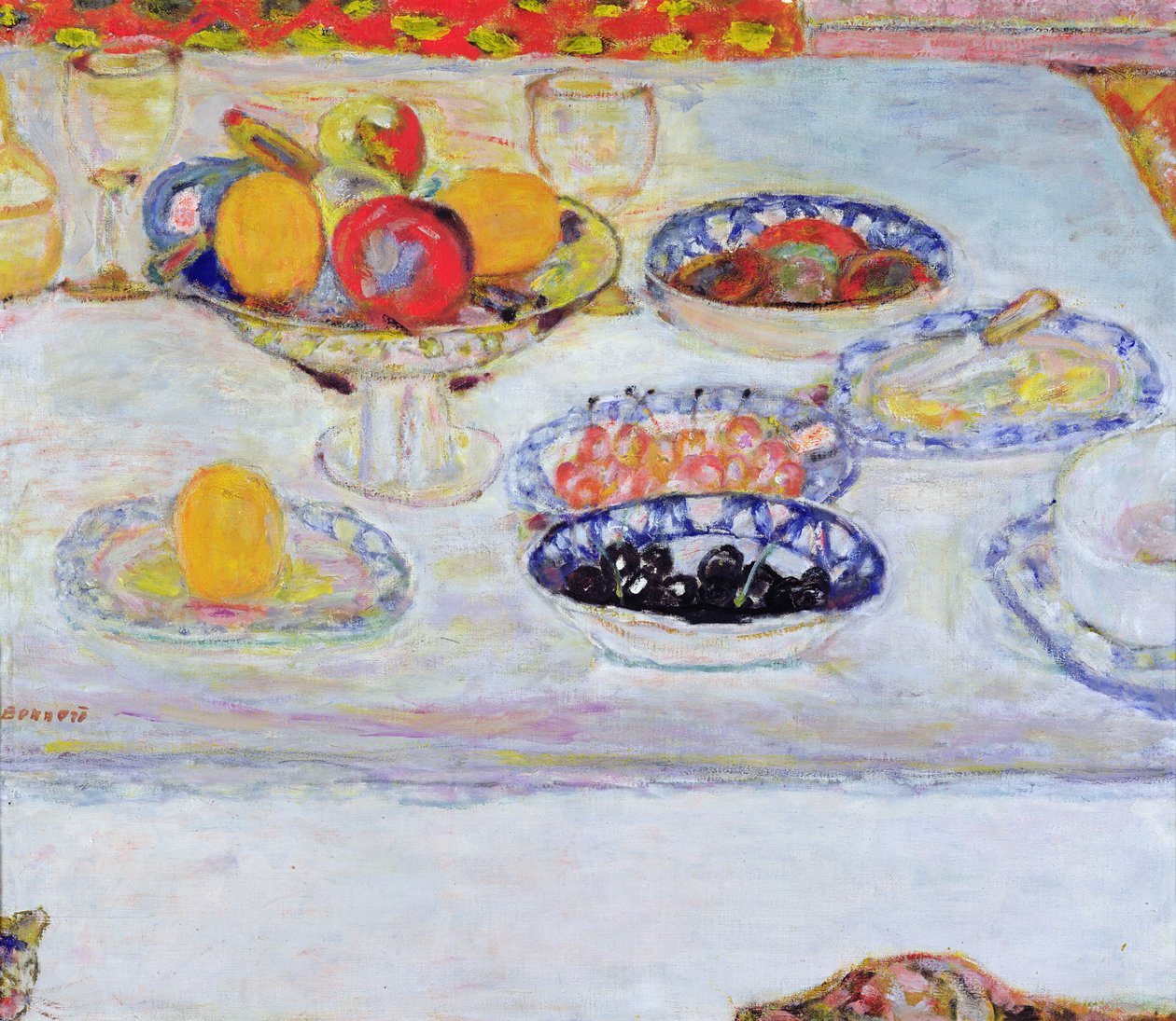 Taça e Pratos de Fruta, 1930-32 de Pierre Bonnard