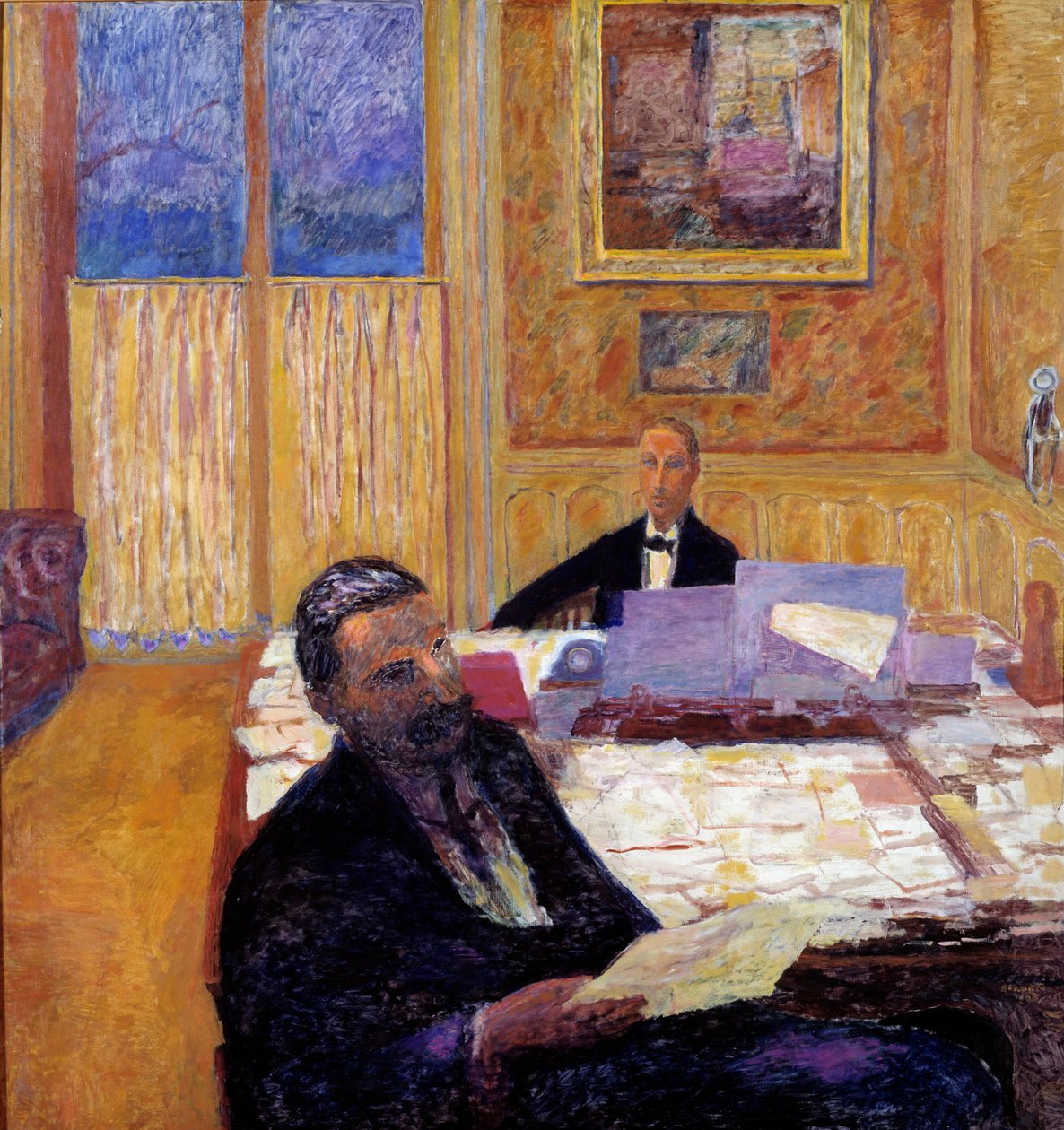 Irmãos Bernheim -Jeune, comerciantes e editores de pintura Josse Bernheim Jeune (1870-1941) em primeiro plano e Gaston Bernheim-Jeune (1870-1953) - 1920 (óleo sobre tela) de Pierre Bonnard