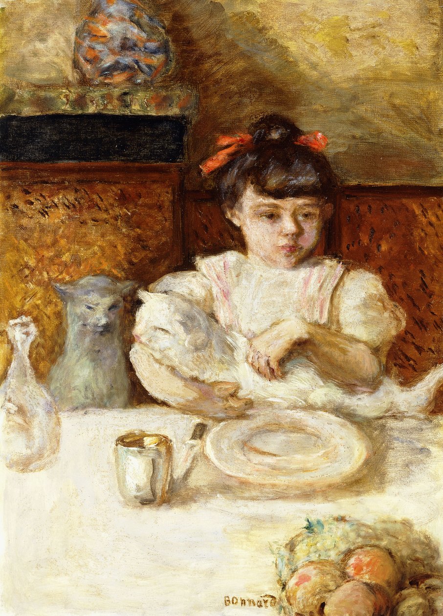 Criança e gatos; Enfant et Chats, c.1906 (óleo sobre tela) de Pierre Bonnard