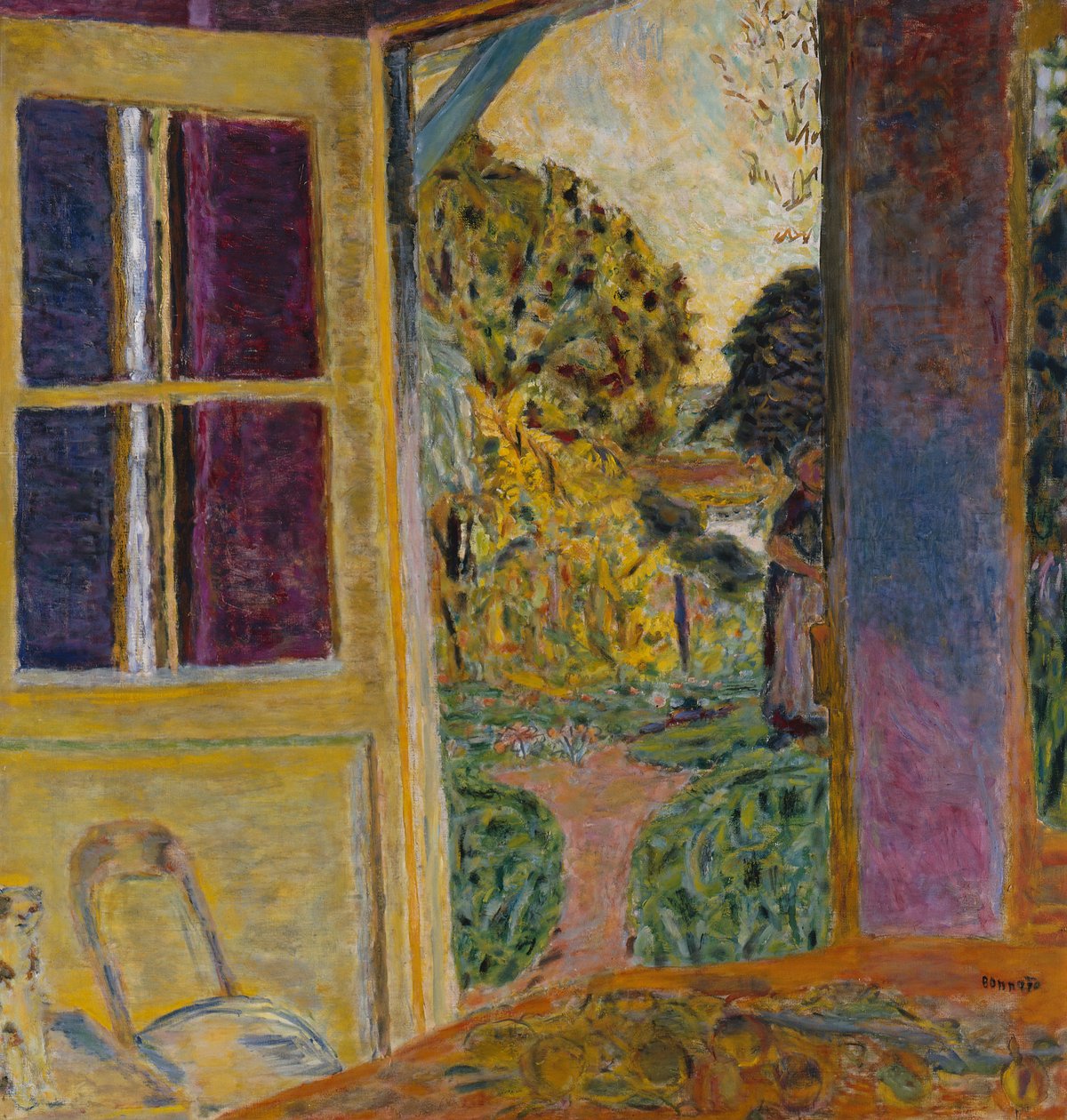 Porta aberta para o Jardim, c.1924 (óleo sobre tela) de Pierre Bonnard