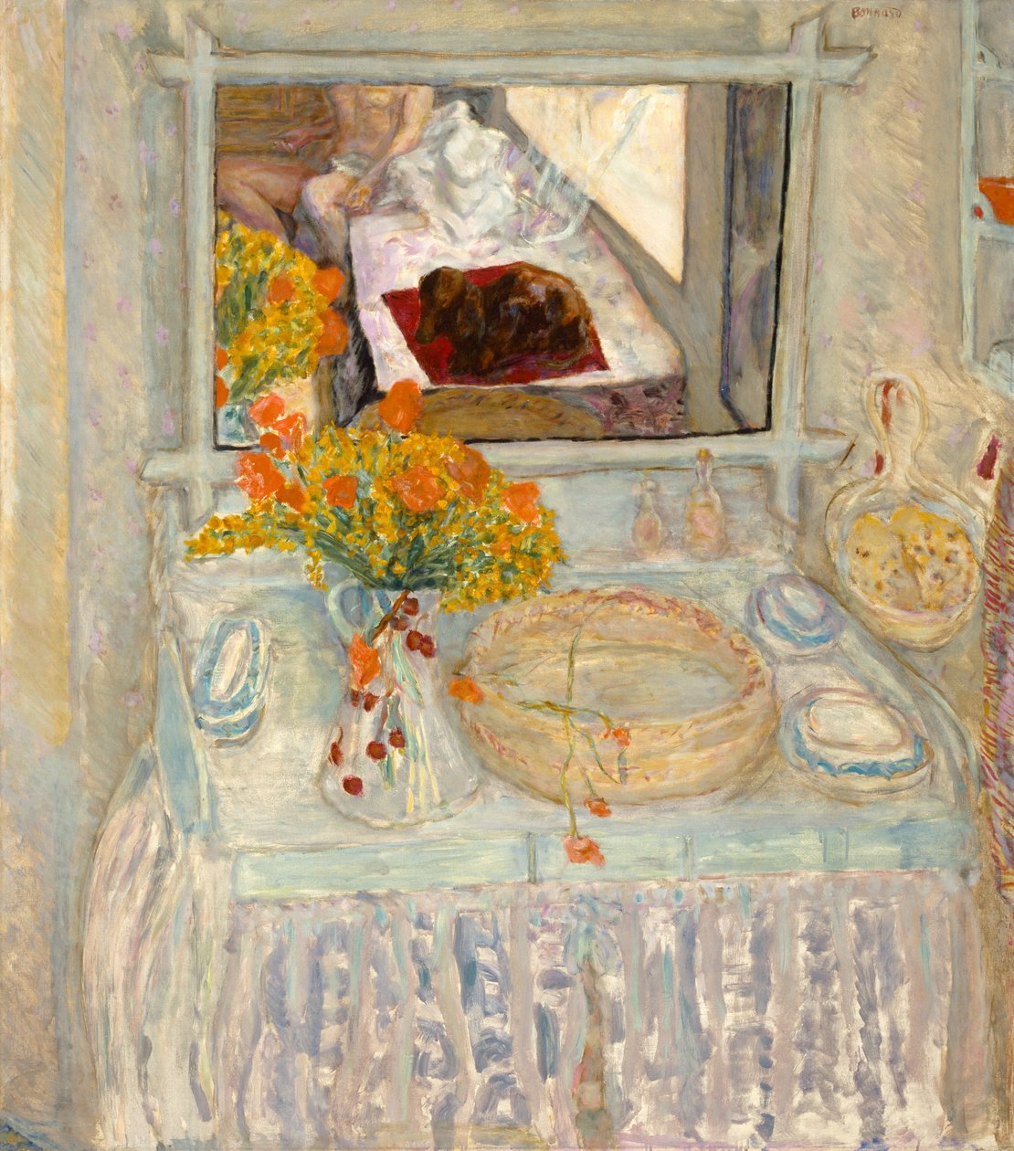 Pensos com Espelho, c.1913 (óleo sobre tela) de Pierre Bonnard