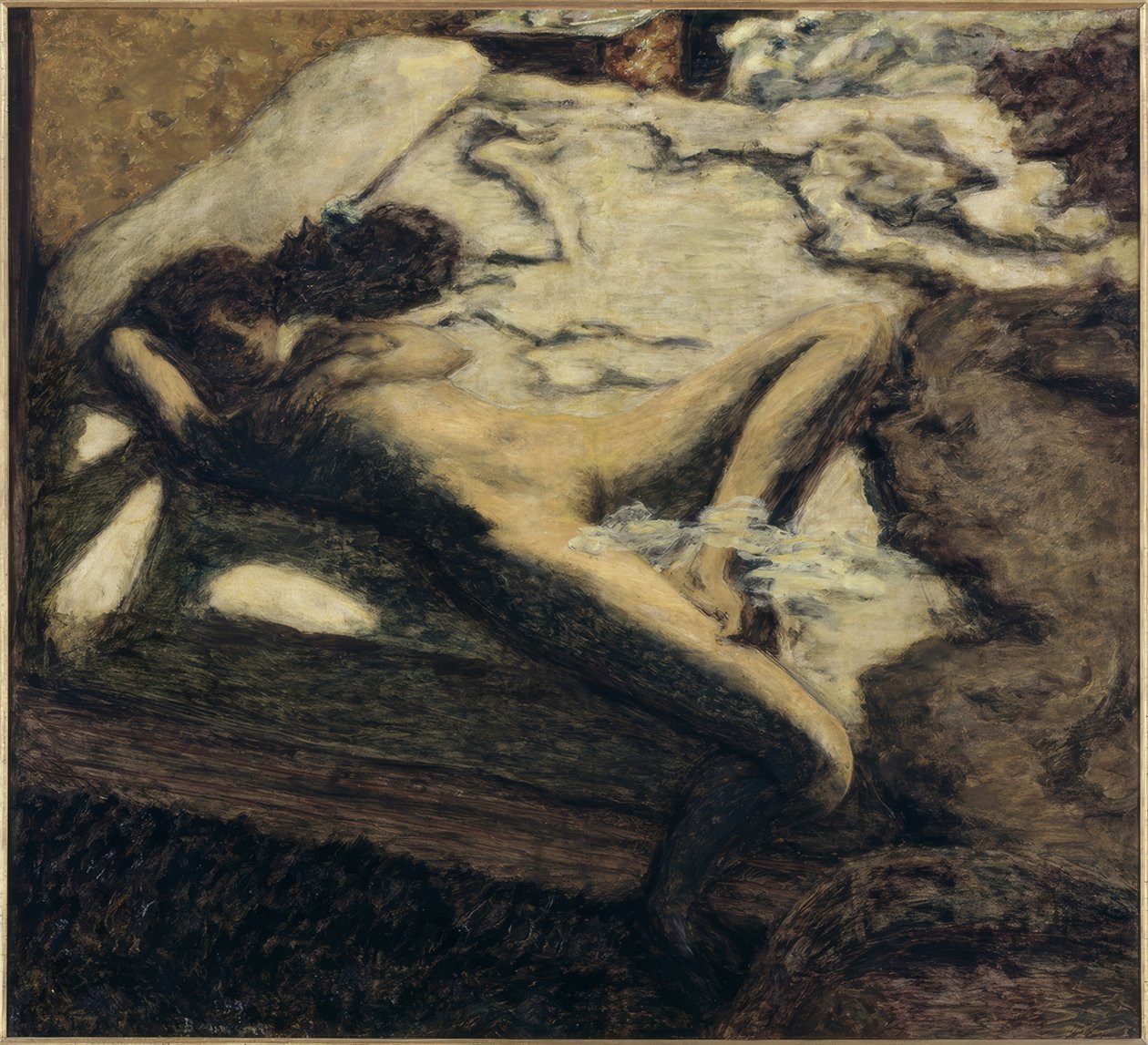 Mulher dormindo em uma cama, ou o indolente de Pierre Bonnard