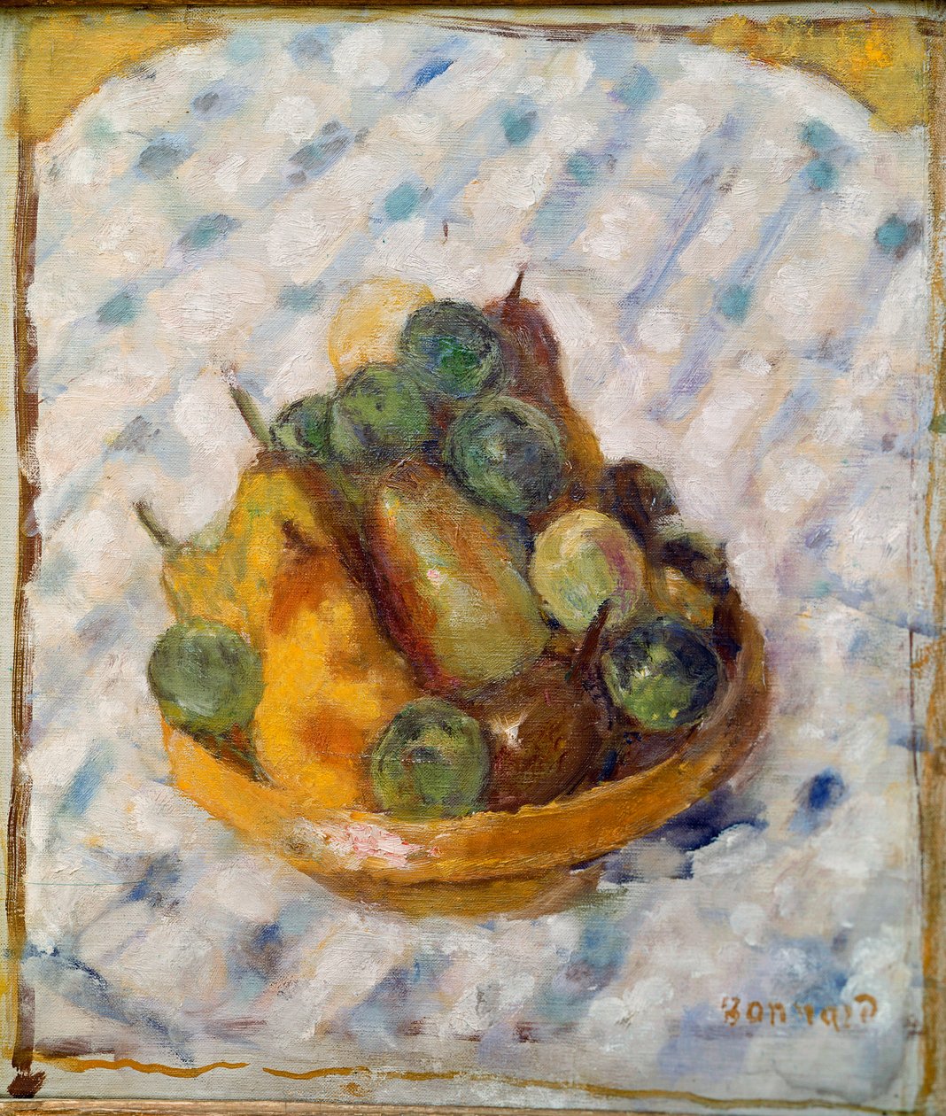 Fruta Natureza morta de pêras e ameixas. Pintura de Pierre Bonnard (1867-1947) 1920 Zurique, Coleção Gustav Zumsteg de Pierre Bonnard