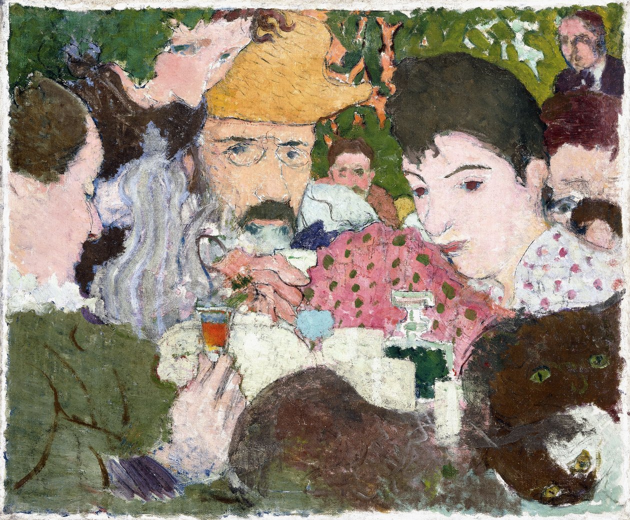 Garden Tasting, c.1891 (óleo, caneta e tinta preta sobre lápis na tela) de Pierre Bonnard