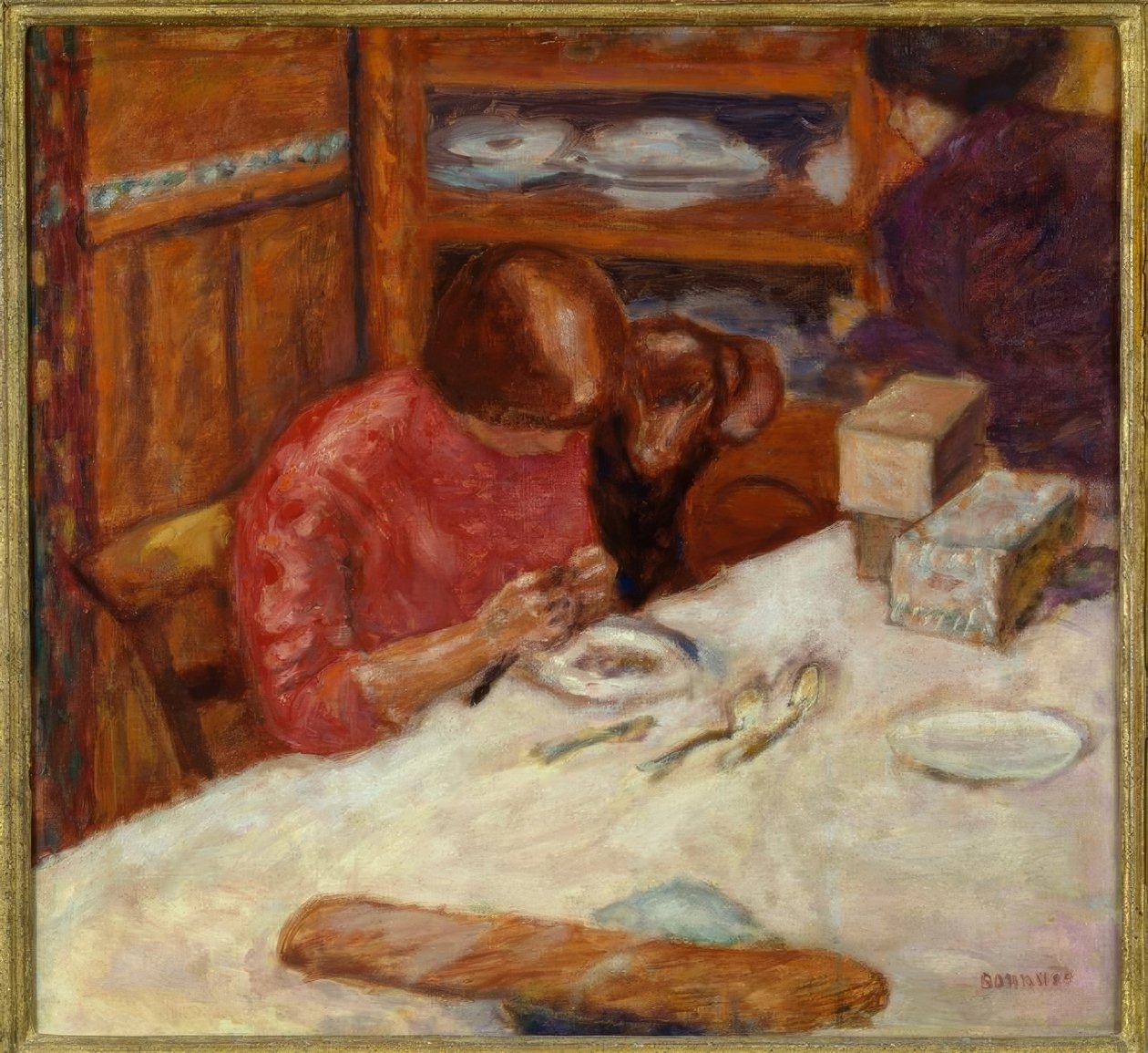 Interior ou mulher com cachorro de Pierre Bonnard
