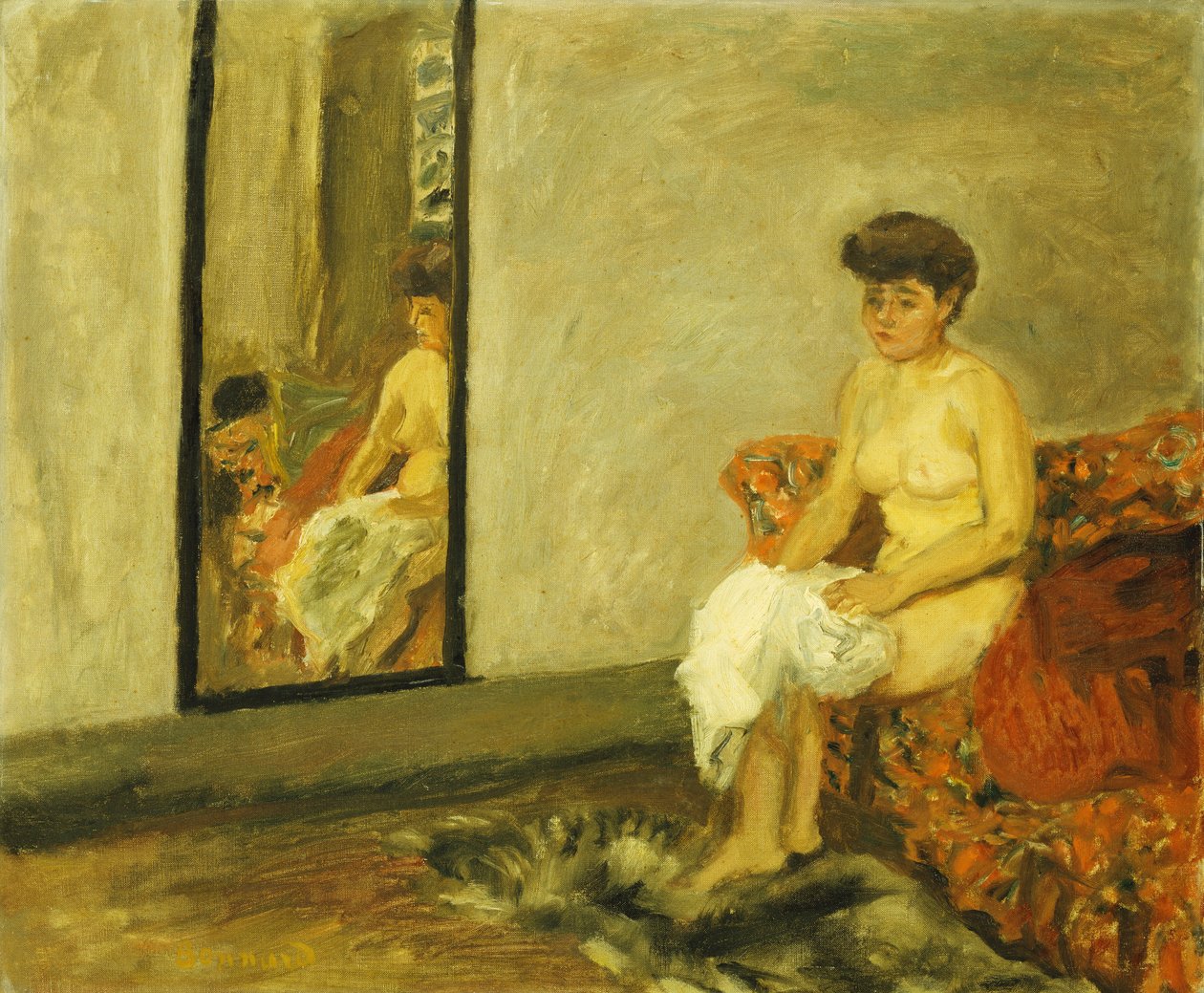 Nu sentado em uma cadeira vermelha; Nu sentado em uma cadeira vermelha de Pierre Bonnard