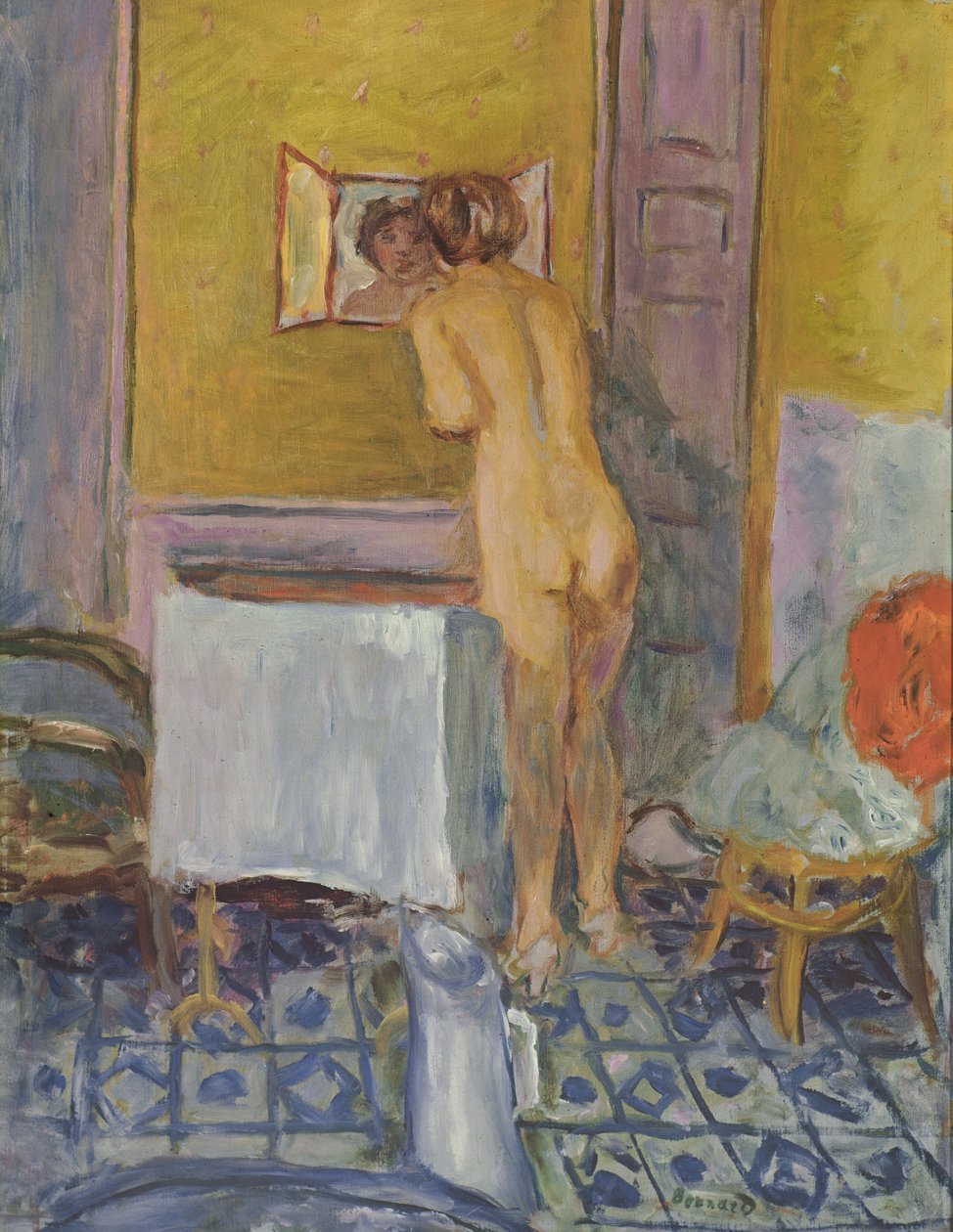 Nua com Pano Vermelho (Nua na sua casa de banho) de Pierre Bonnard