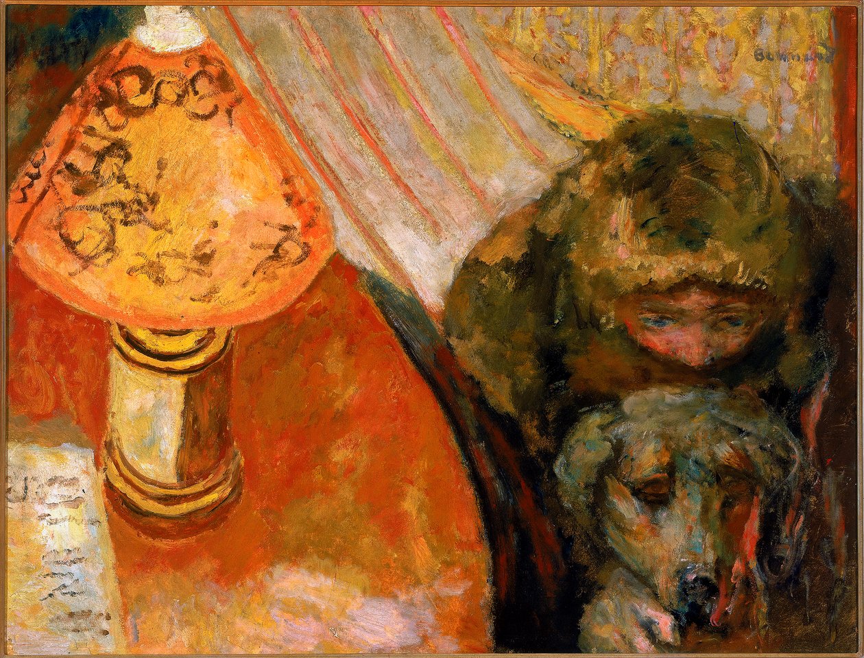 Pintura de um interior iluminado por lamplight de Pierre Bonnard