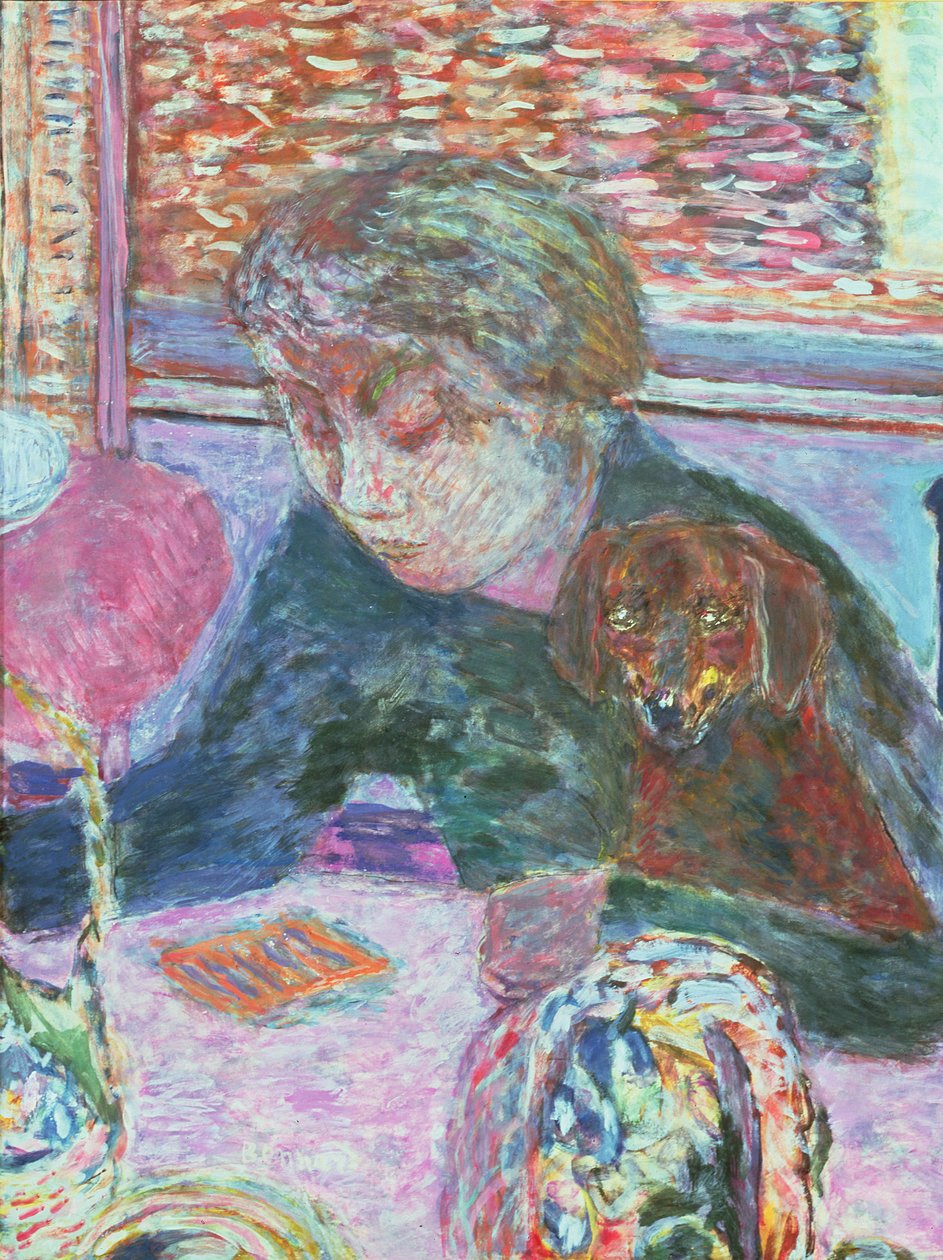 Retrato com um cachorro, 1940 de Pierre Bonnard