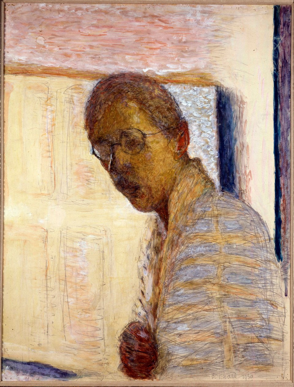 Auto-Retrato - 1930 (guache e lápis sobre papel) de Pierre Bonnard