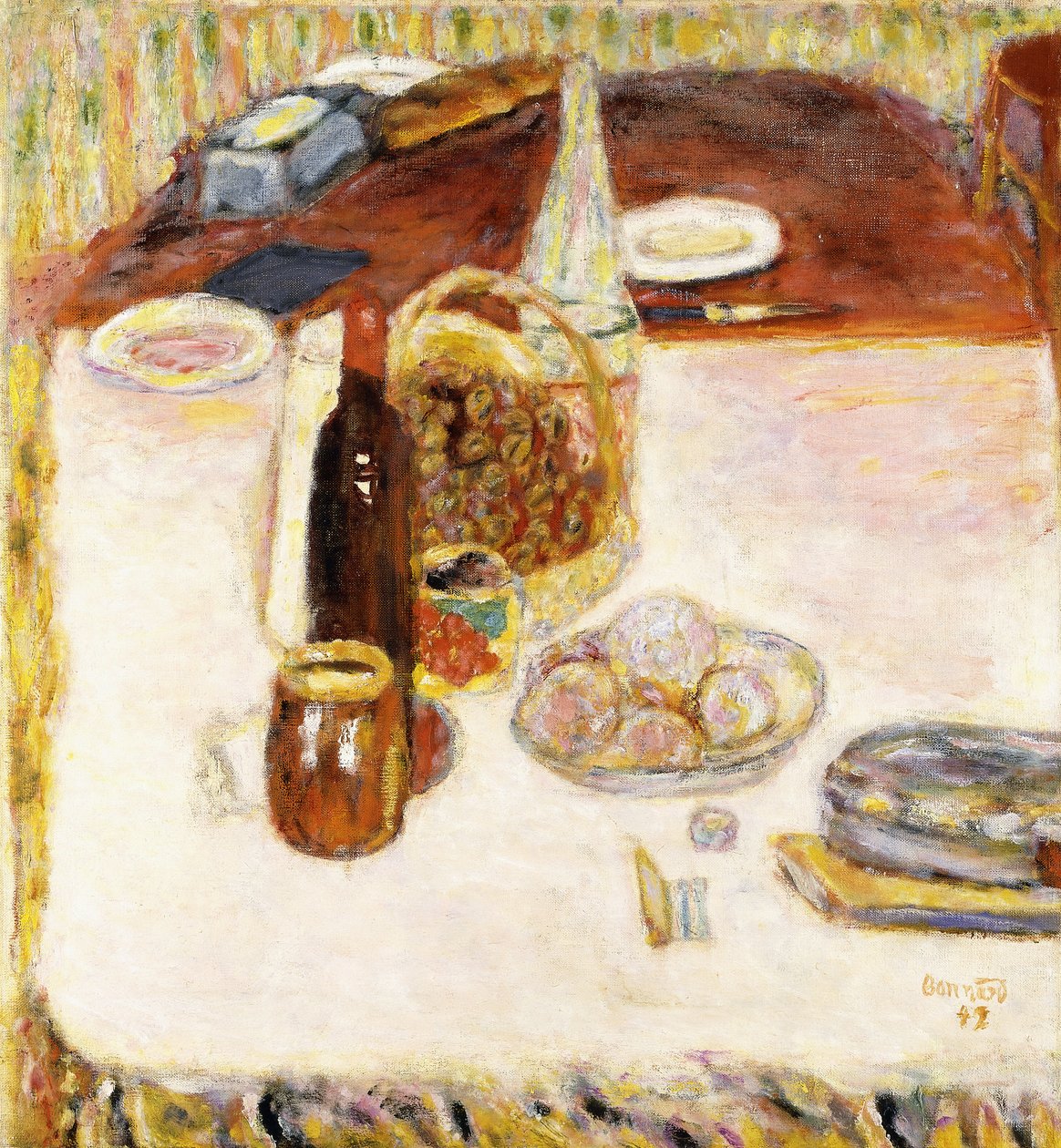 Natureza morta com garrafa de vinho tinto de Pierre Bonnard