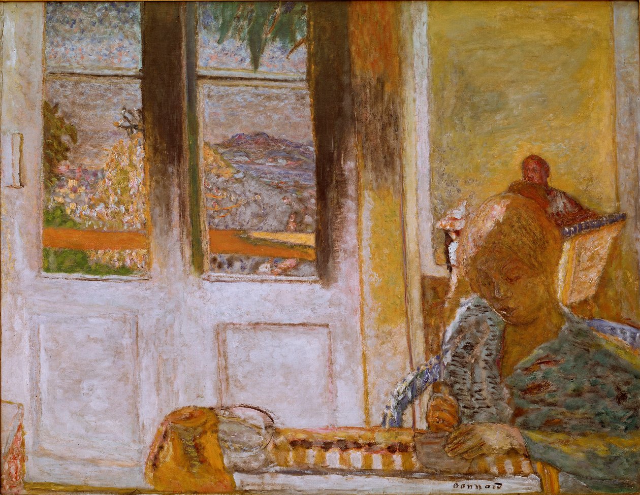 A Janela Francesa (Matin a Le Cannet) Pintura de Pierre Bonnard (1867-1947) 1932. Óleo sobre tela. Dim. 86x112 cm Coleção Privee de Pierre Bonnard