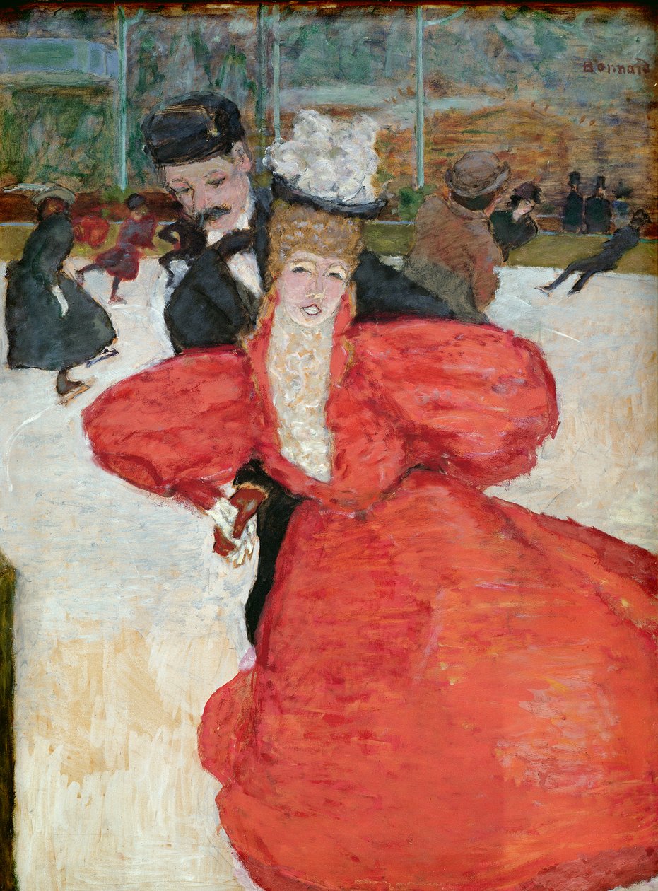 The Ice Rink ou The Skaters, c.1896-98 (óleo sobre cartão montado em painel) de Pierre Bonnard