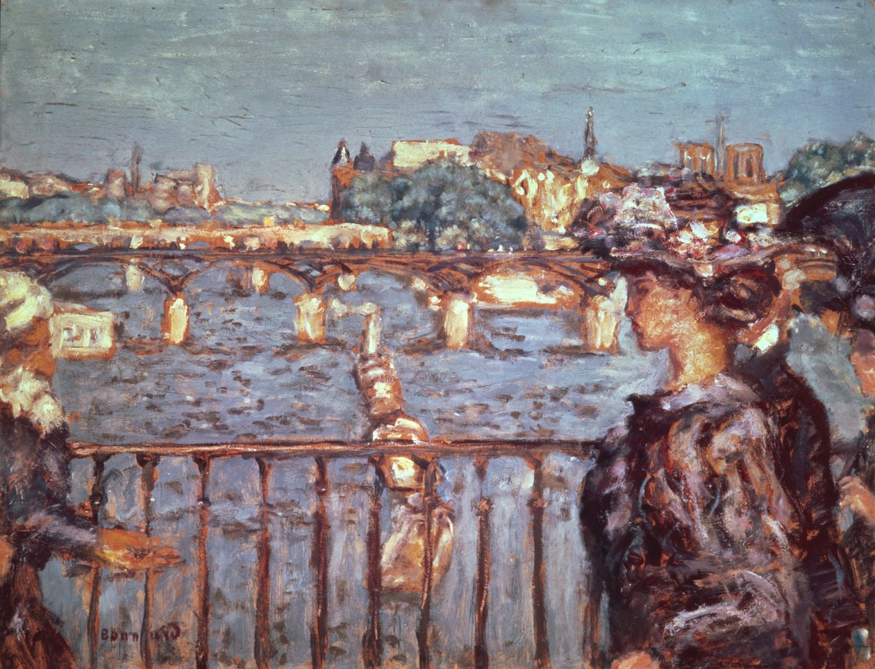 A Pont des Arts, c.1905 (óleo sobre cartão colocado em madeira) de Pierre Bonnard