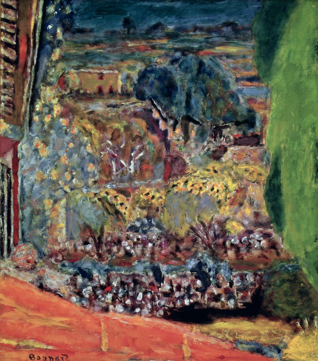 O Telhado Vermelho em Le Cannet, 1945 de Pierre Bonnard