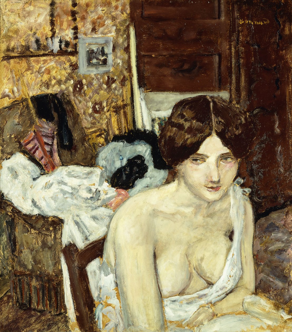 O modelo de descanso; Le Repos de Modele, c.1910 (óleo a bordo) de Pierre Bonnard