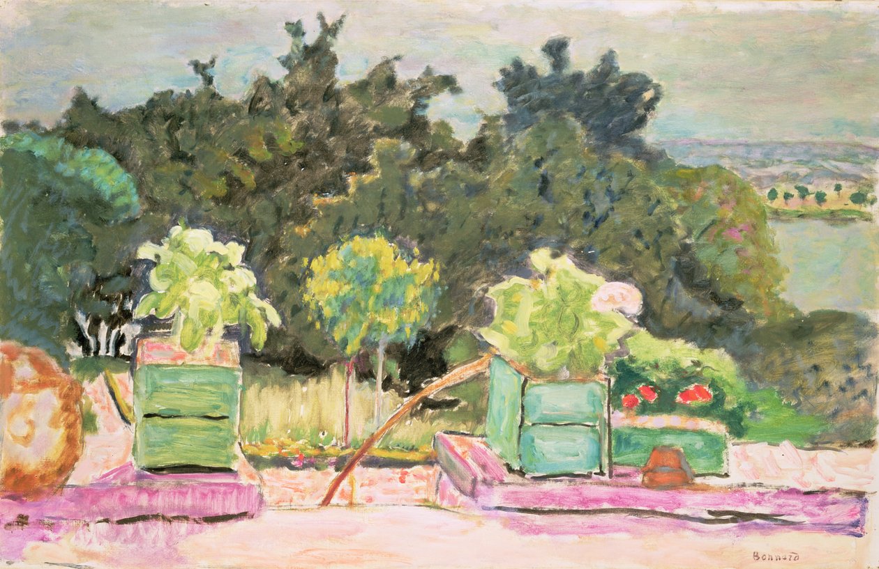 O terraço em Vernonnet, 1913 de Pierre Bonnard