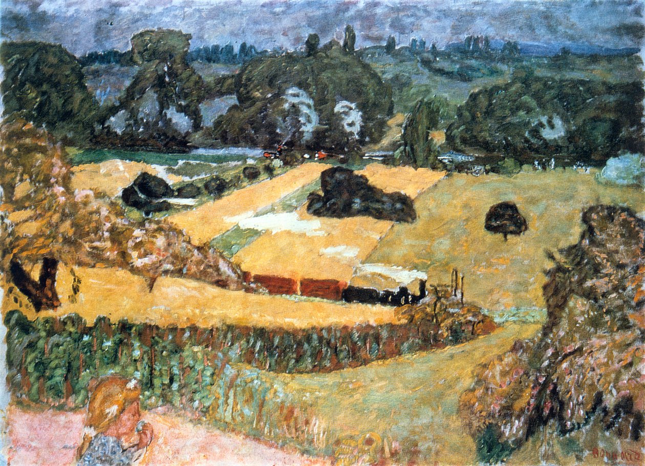 Train and Bardes, paisagem com um trem de mercadorias, 1909 de Pierre Bonnard